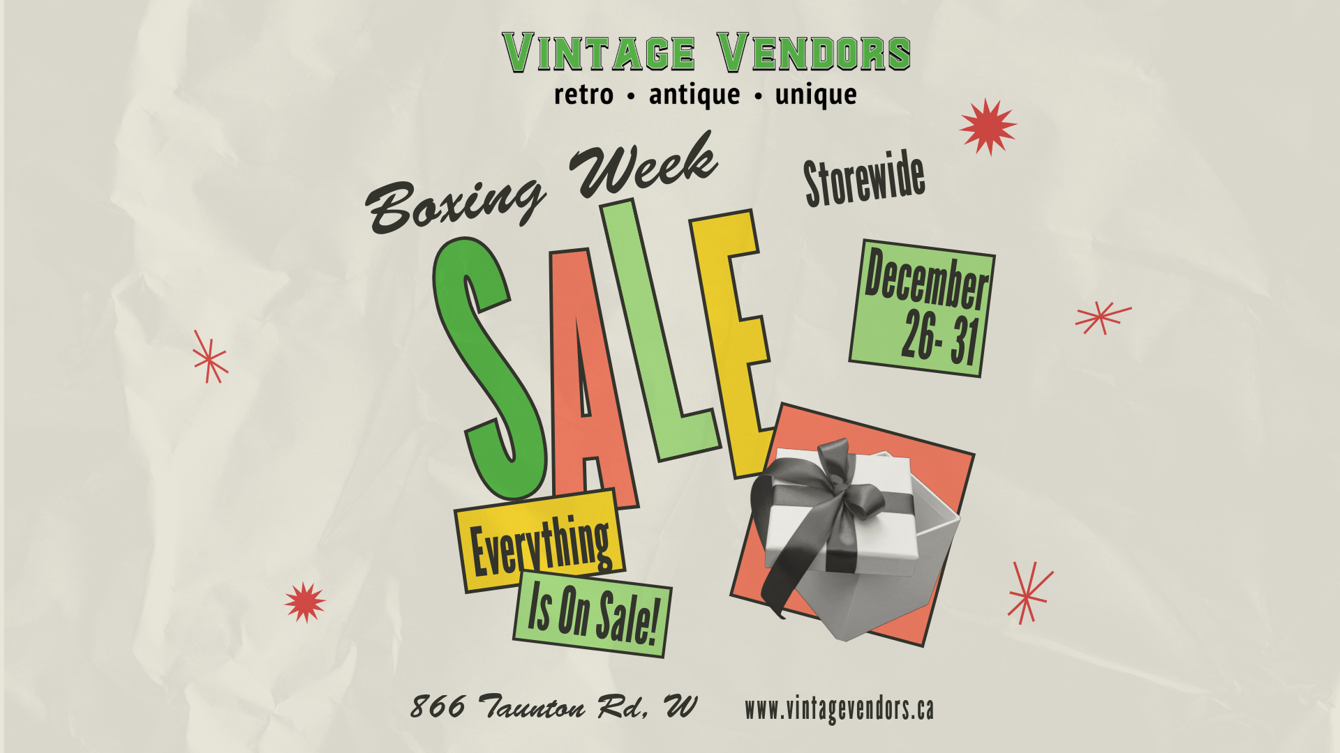 Vintage Vendors Boxing Week Sale 2026